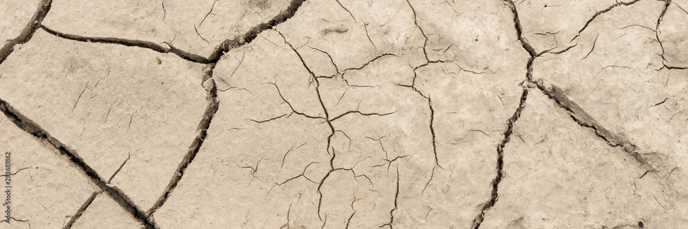 Panoramic image of the dry earth. Global warming concept of cracked ground Panoramic image of the dry earth. Global warming concept of cracked ground