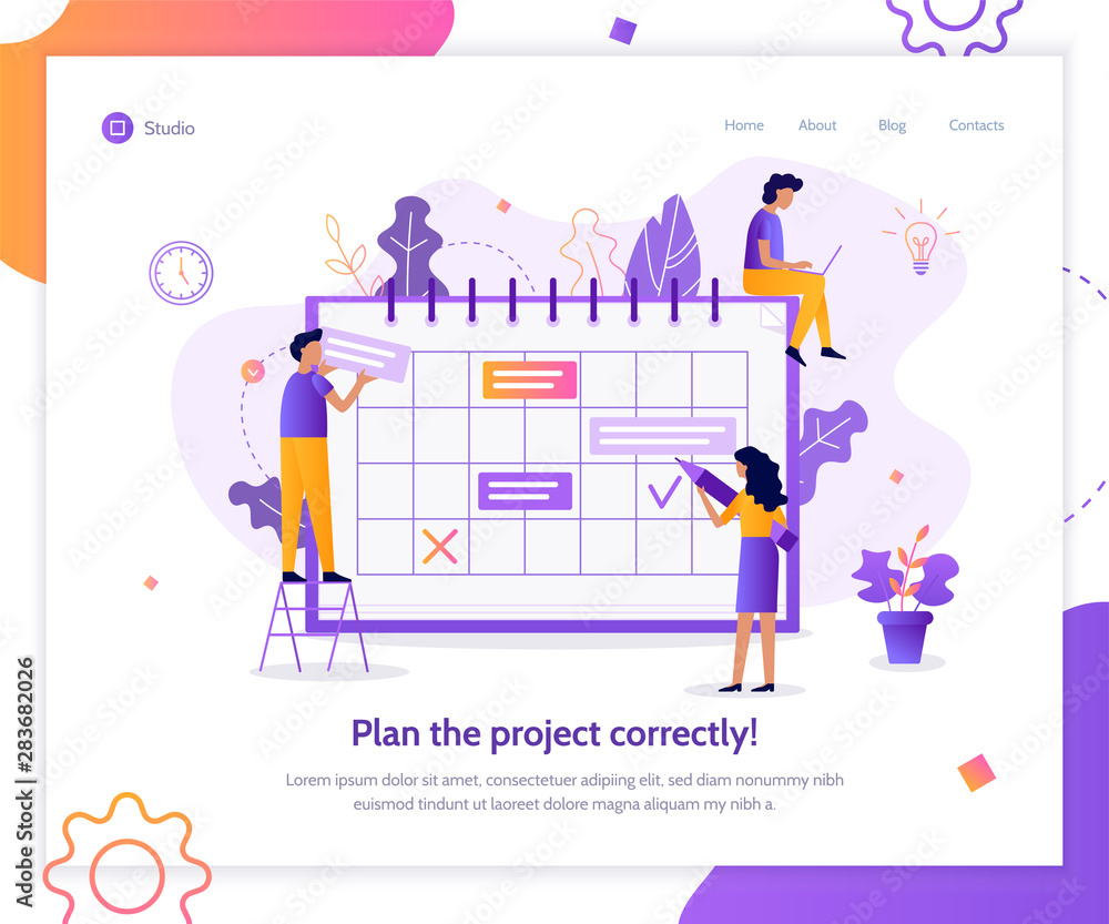 Plan the project correctly! Web banner design template. Flat vector illustration.