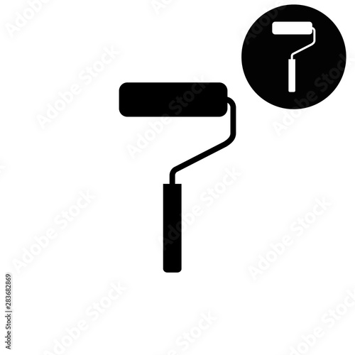 paint roller symbol  - white vector icon