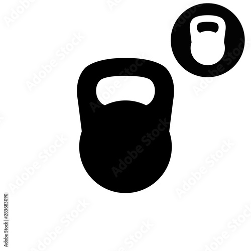 Fototapeta Naklejka Na Ścianę i Meble -  Black kettlebell  - white vector icon