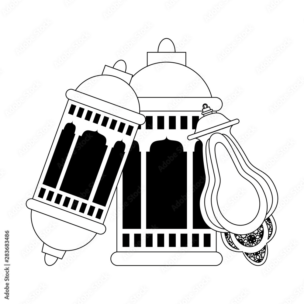lanterns decoration festival lamps cartoon in black and white lanterns decoration festival lamps cartoon in black and white