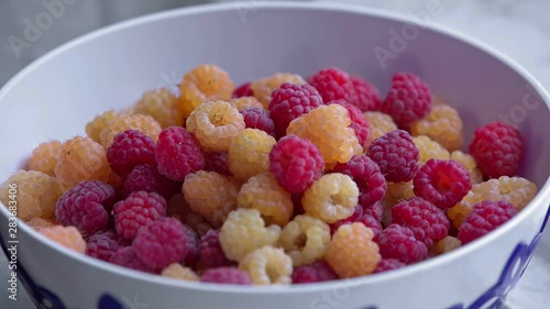 a lot of raspberries on a plate