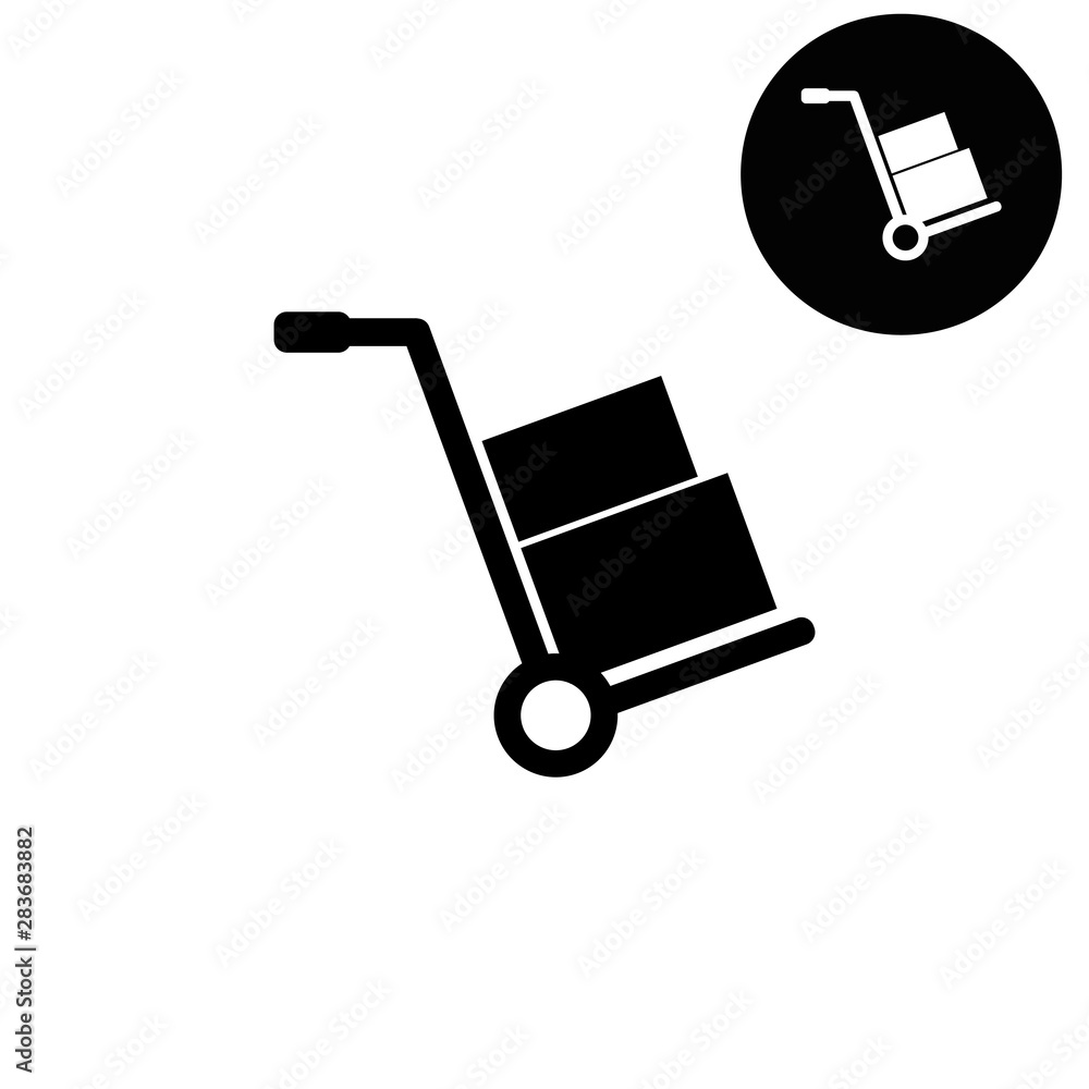 Hand truck - white vector icon Hand truck - white vector icon