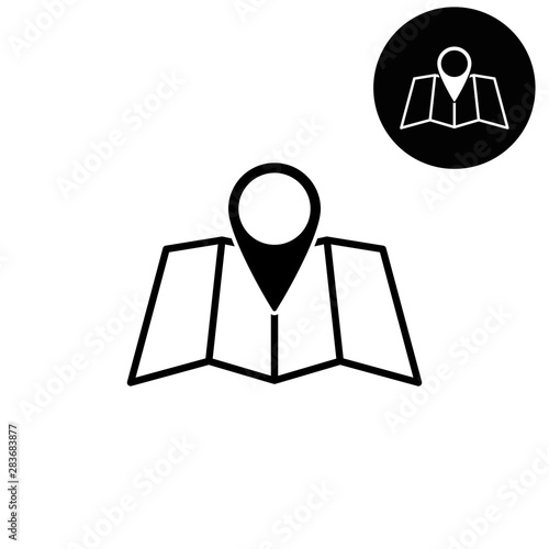 map - white vector icon