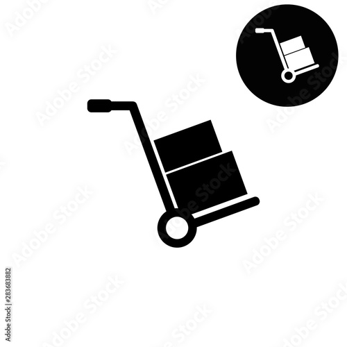 Hand truck  - white vector icon
