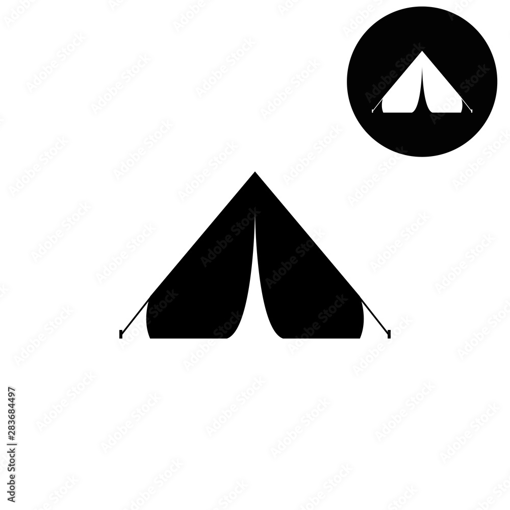 Fototapeta premium Tourist tent - white vector icon