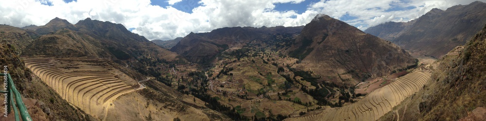 Views of the Pisac ruins in Peru