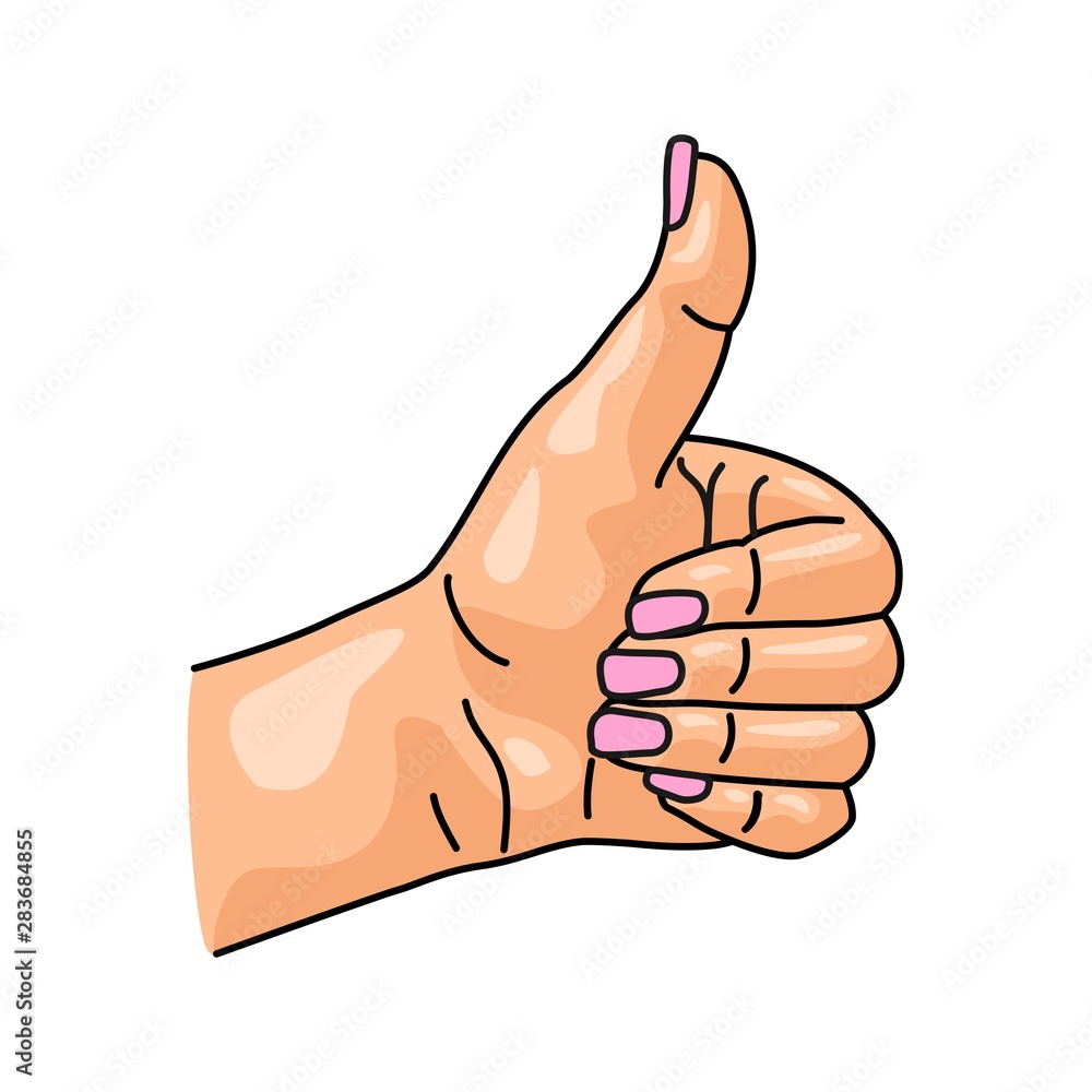 Female hand showing symbol like isolated on a white background. Female hand showing symbol like isolated on a white background.