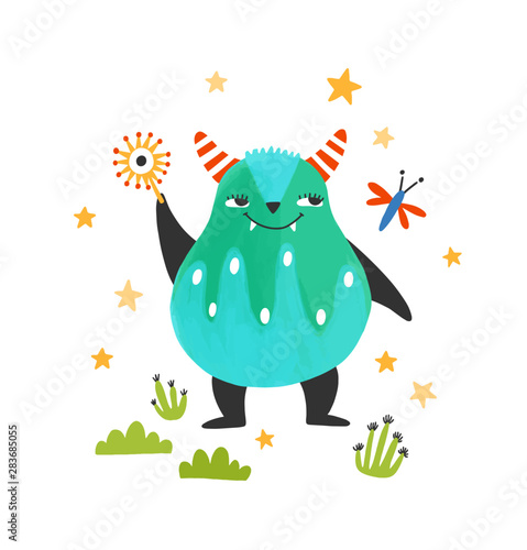 Cute friendly monster, alien or beast