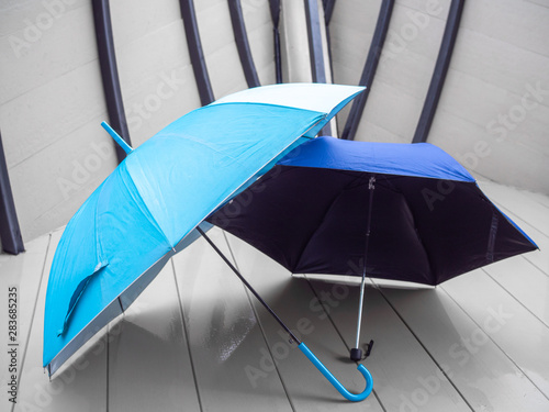 Light blue and dark blue umbrella