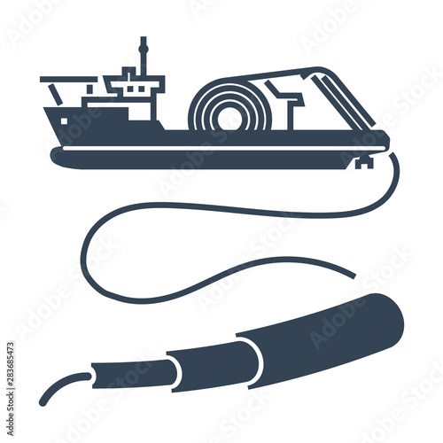 black icon cable layer ship
