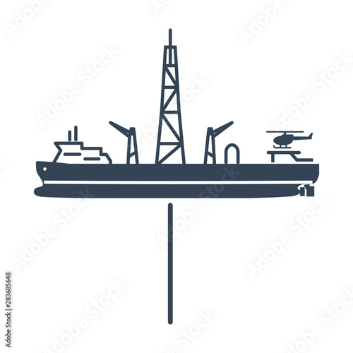 black icon drillship, gas and oil rig