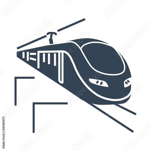 black icon high speed passenger  electric train, railway