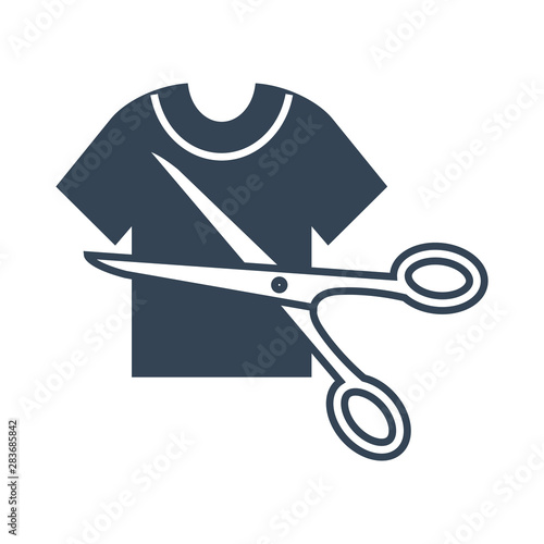 black icon cutting clothes using scissors