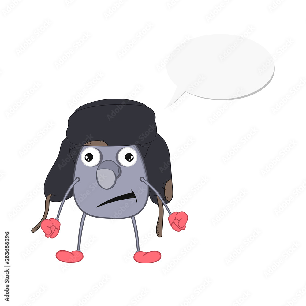 funny cartoon aboriginal Tok is wearing a cap with earflaps. funny cartoon aboriginal Tok is wearing a cap with earflaps.