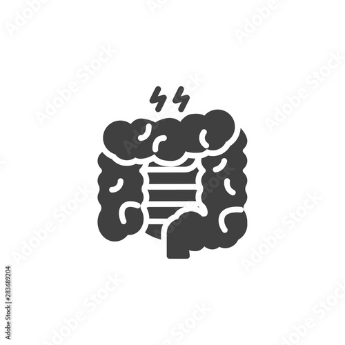 Large intestine pain vector icon. filled flat sign for mobile concept and web design. Ulcerative Colitis glyph icon. Symbol, logo illustration. Vector graphics