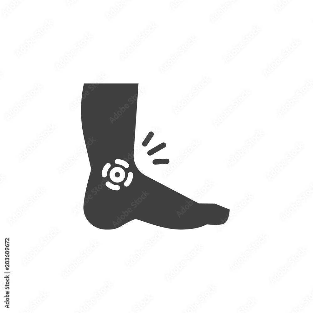 Ankle pain vector icon. filled flat sign for mobile concept and web design. Leg, foot pain glyph icon. Symbol, logo illustration. Vector graphics Ankle pain vector icon. filled flat sign for mobile concept and web design. Leg, foot pain glyph icon. Symbol, logo illustration. Vector graphics