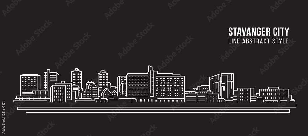 Fototapeta Cityscape Building Line art Vector Illustration design - Stavanger city