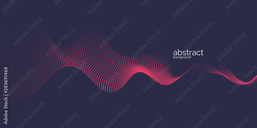 Vector abstract background with dynamic waves, line and particles. - obrazy, fototapety, plakaty 