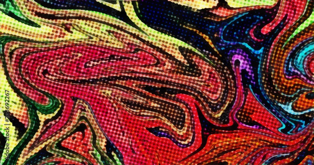 Abstract marble pop dots comics pattern. Colorful swirl background on old paper pattern. Multicolored texture artwork. Abstract marble pop dots comics pattern. Colorful swirl background on old paper pattern. Multicolored texture artwork.