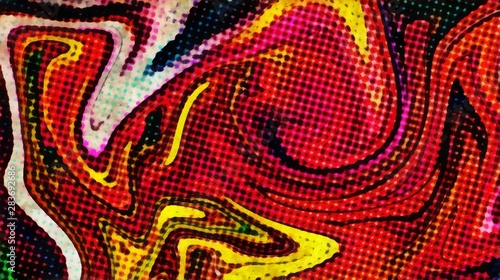 Abstract marble pop dots comics pattern. Colorful swirl background on old paper pattern. Multicolored texture artwork.