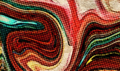 Abstract marble pop dots comics pattern. Colorful swirl background on old paper pattern. Multicolored texture artwork.