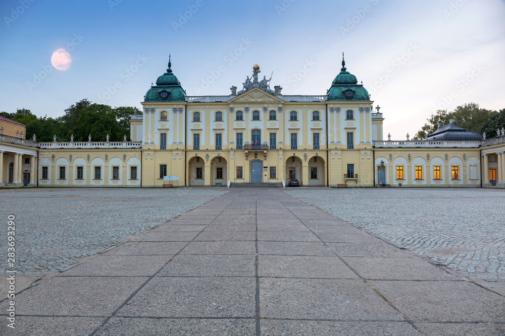 Beautiful architecture of the Branicki Palace in Bialystok at dusk, Poland.