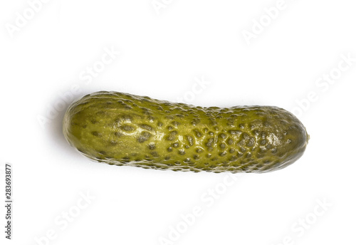 Pickled cucumber, salt cucumber isolated on white background, top view