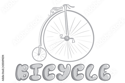 Ancient bicycle sketch grey white