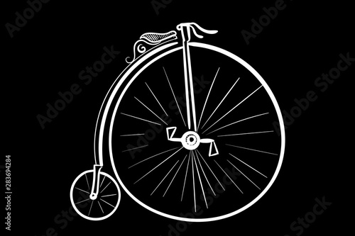 Ancient bicycle sketch white black