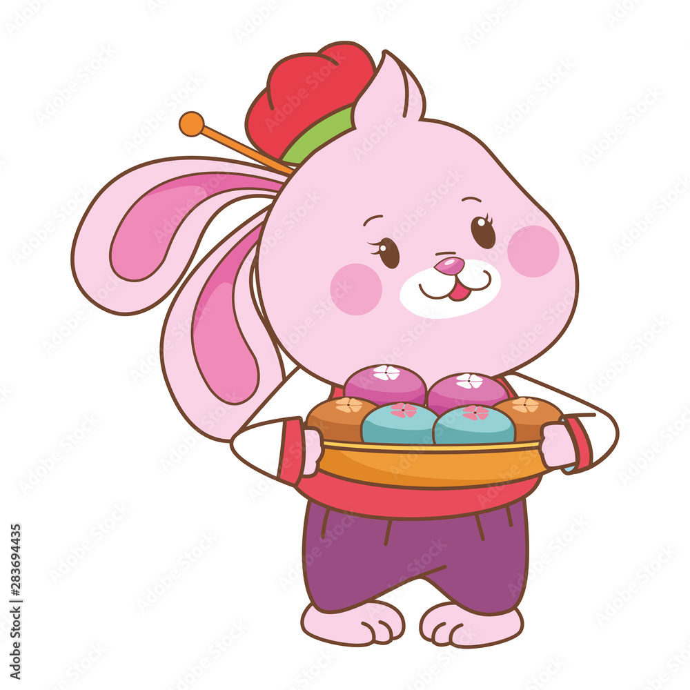 Mid autumn cute rabbit cartoon