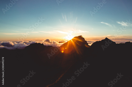 Sunset in the mountain Madeira Portugal 