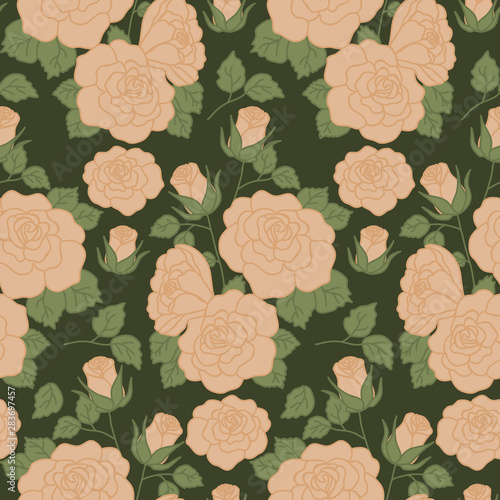 Bold vintage roses in a seamless pattern design