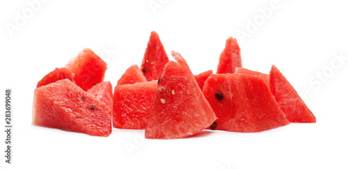 Fresh watermelon slices isolated on white background