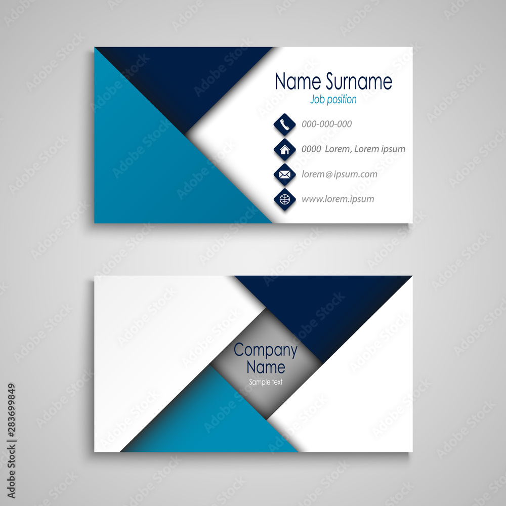 Business card with triangular pattern in blue white design