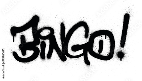 graffiti bingo word sprayed in black over white
