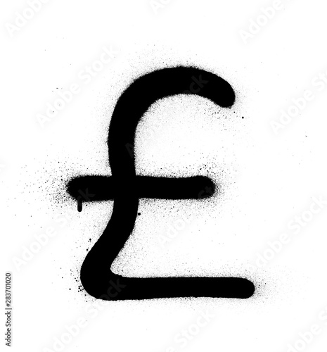 graffiti british pound symbol sprayed in black over white