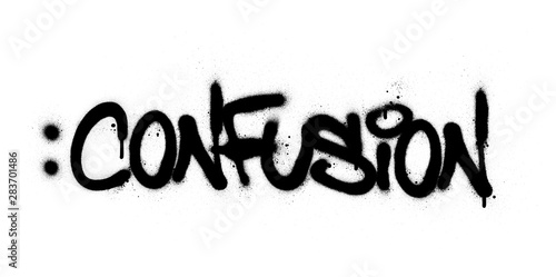 graffiti confusion word sprayed in black over white