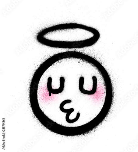 graffiti innocent icon sprayed in black red over white