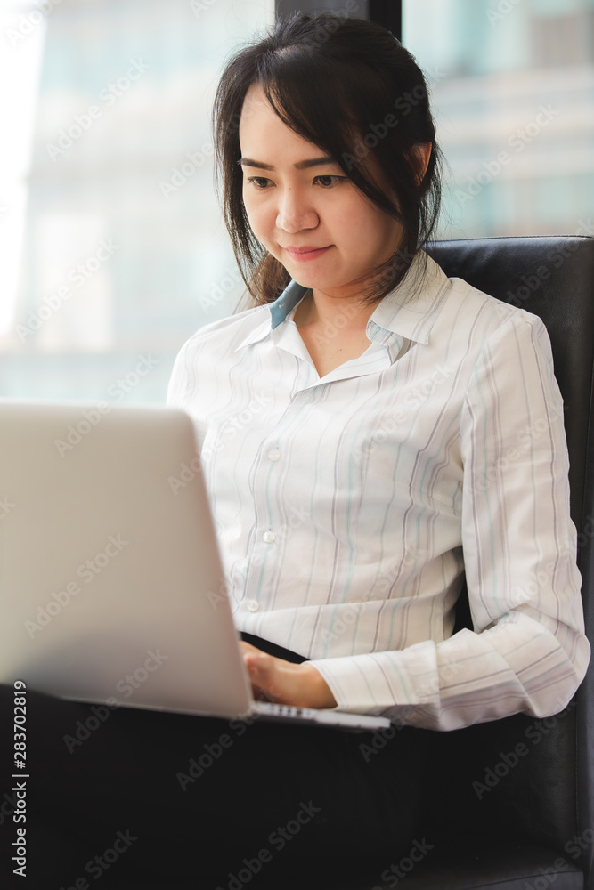 Beautiful business woman using a laptop computer. Beautiful business woman using a laptop computer.