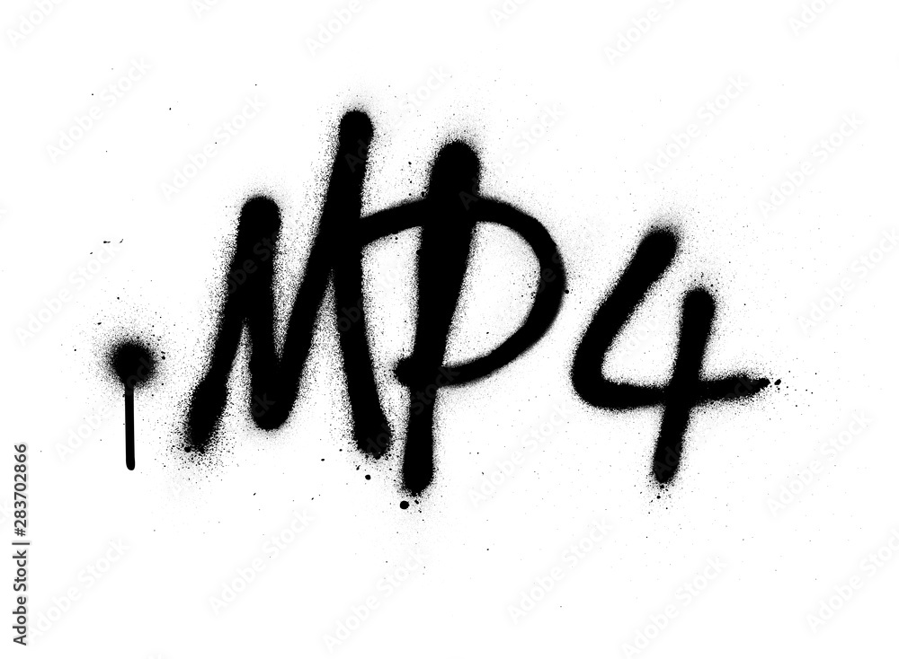 graffiti mp4 abrreviation sprayed in black over white graffiti mp4 abrreviation sprayed in black over white