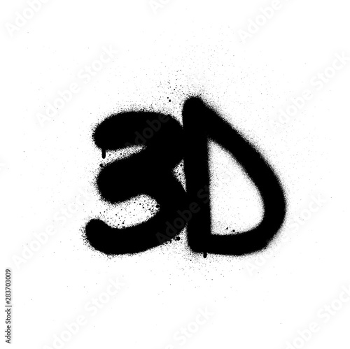 graffiti 3d abbreviation sprayed in black over white