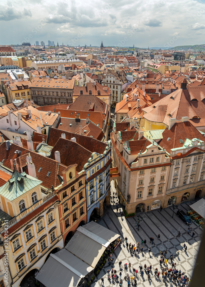 Elevated Scenes of Prague on a summer day