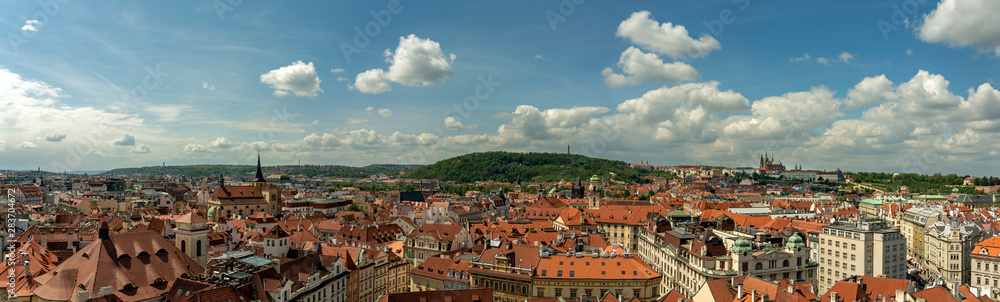 Panoramic view of Prague on a summer day