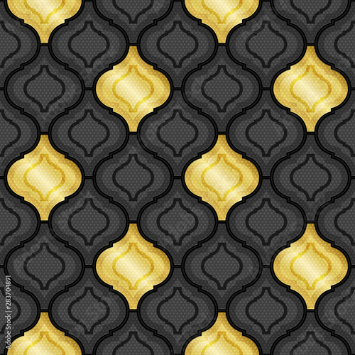 Gold and black abstract tiles background decoration seamless pattern vector illustration photo