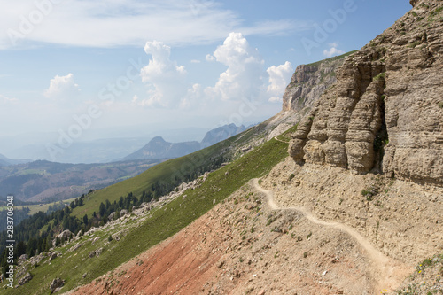 view of Gruppo del Catinaccio Rosengarten Group Dolomites, Italy, Hirzelweg photo