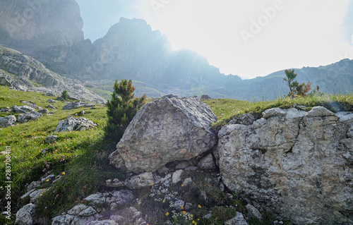 view from Gruppo del Catinaccio Rosengarten Group Dolomites, Italy, Hirzelweg © scimmery1