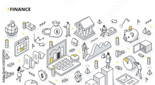 Finance Isometric Line Illustration