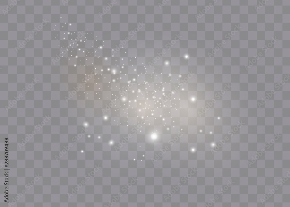 The dust sparks and golden stars shine with special light. Vector sparkles on a transparent background. Christmas light effect. Sparkling magical dust particles. The dust sparks and golden stars shine with special light. Vector sparkles on a transparent background. Christmas light effect. Sparkling magical dust particles.