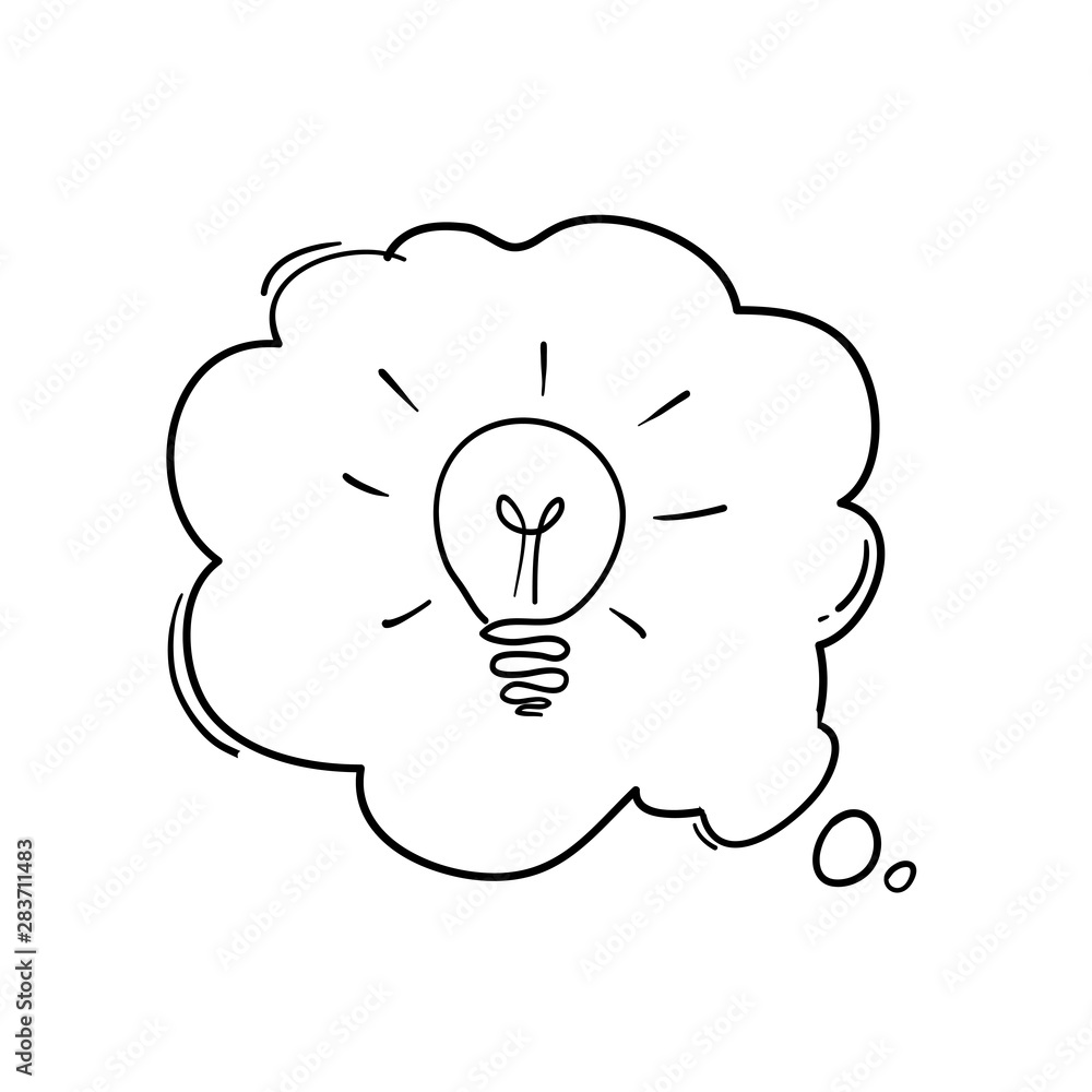 light bulb and speech bubble hand drawn doodle style vector symbol for idea light bulb and speech bubble hand drawn doodle style vector symbol for idea